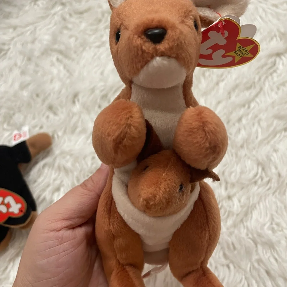 Ty Plush Kangaroo and Dog Duo - Brown and Black